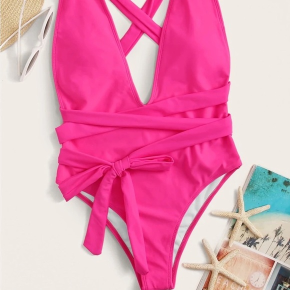 Vibrant Pink One-Piece Swimsuit - Picture 1 of 3